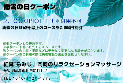 雨雪の日クーポン